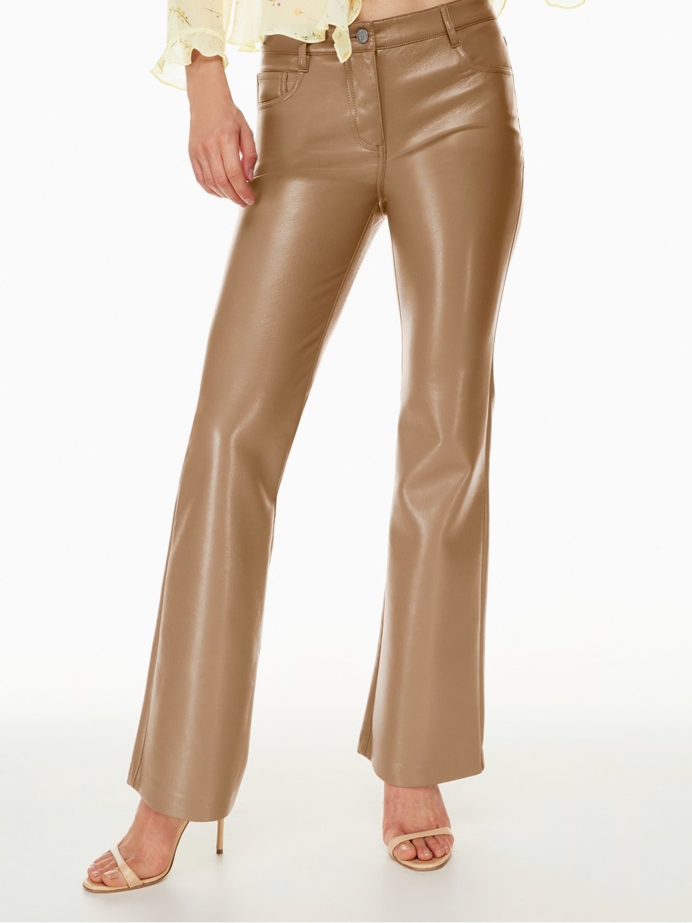 Aritzia Wilfred Melina Brown Vegan Leather Pants Size 4 Quiet Luxury